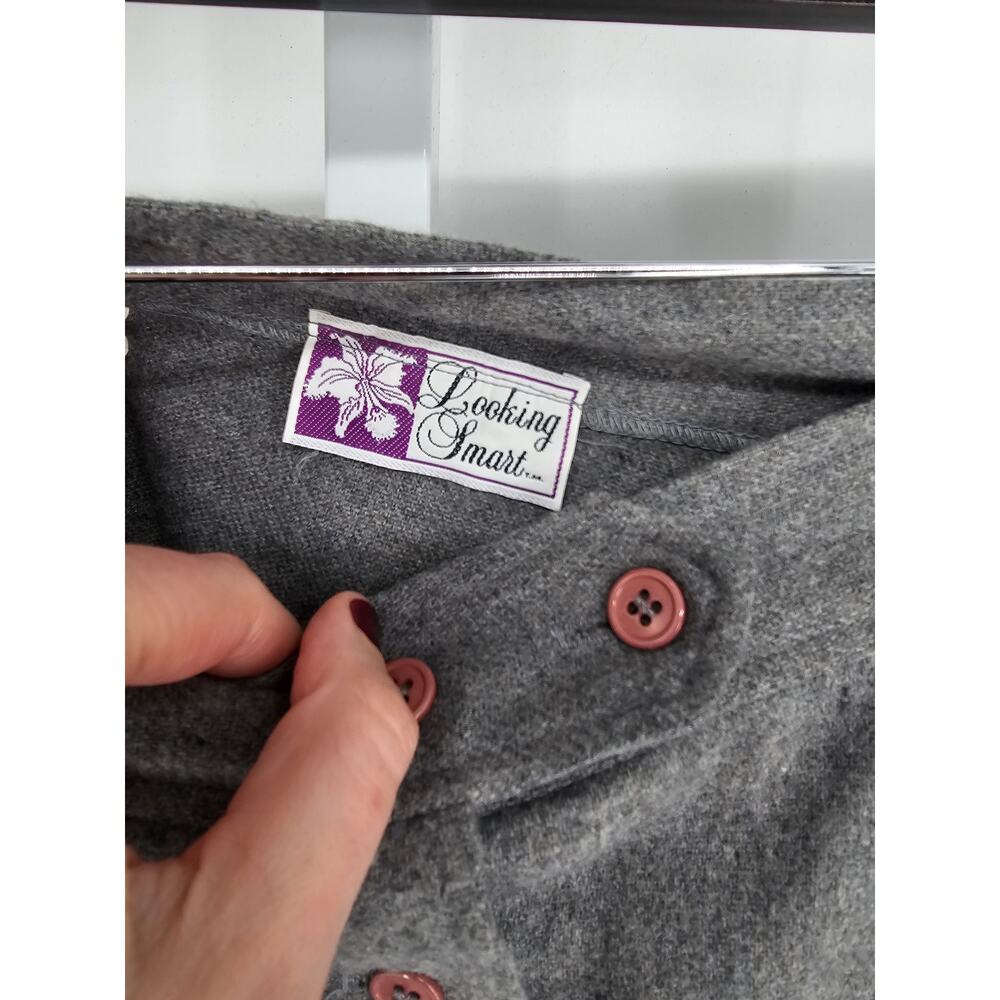 Looking Smart Gray Heathered Button-Front Pencil … - image 4